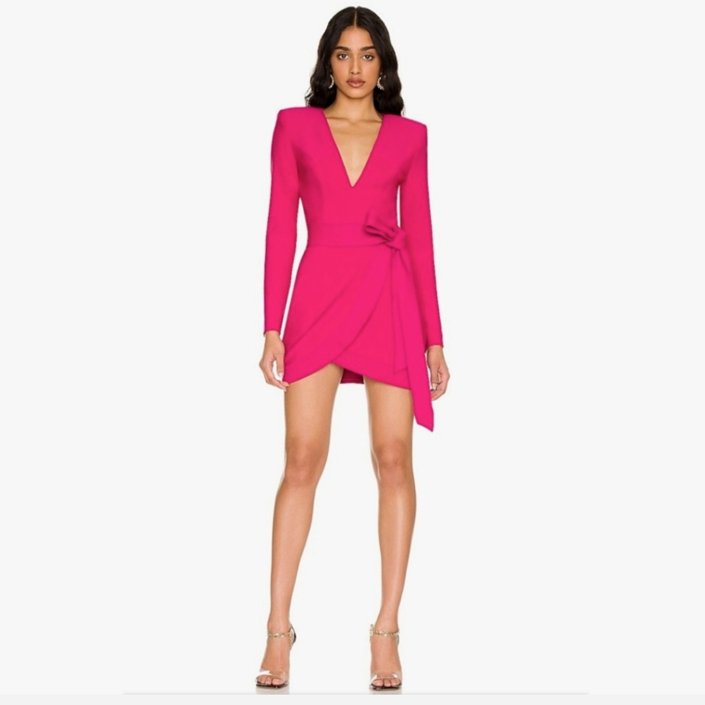 NWT NBD Revolve Aquamarine Mini Belted Dress in Berry Pink Small
